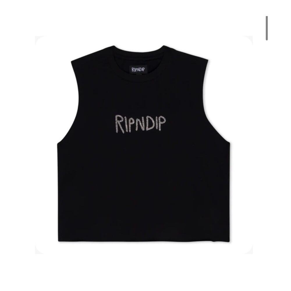 OG RIPNDIP RHINESTONE TANK TOP BLACK MEDIUM